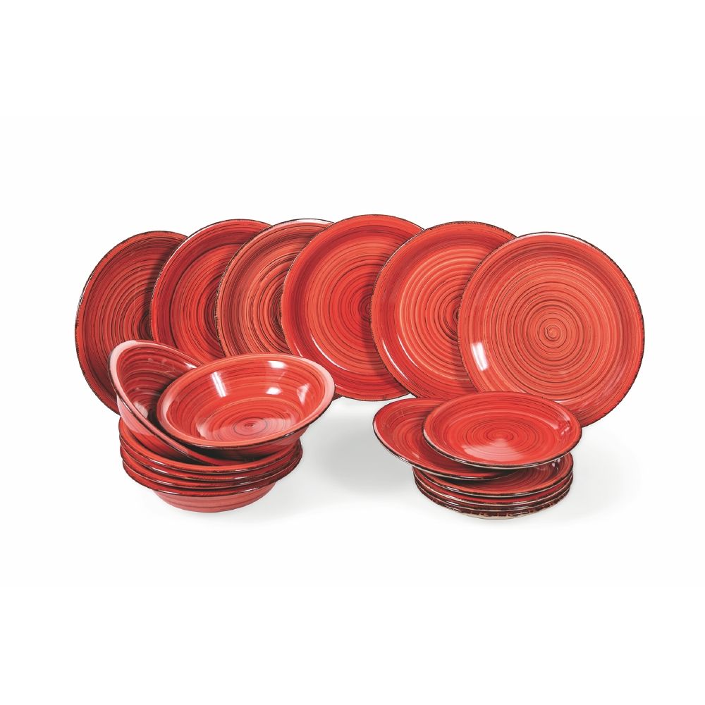 Piatti da portata in ceramica rossa 6 posti tavola servizio 18 pezzi D –  Briconess Business Italia