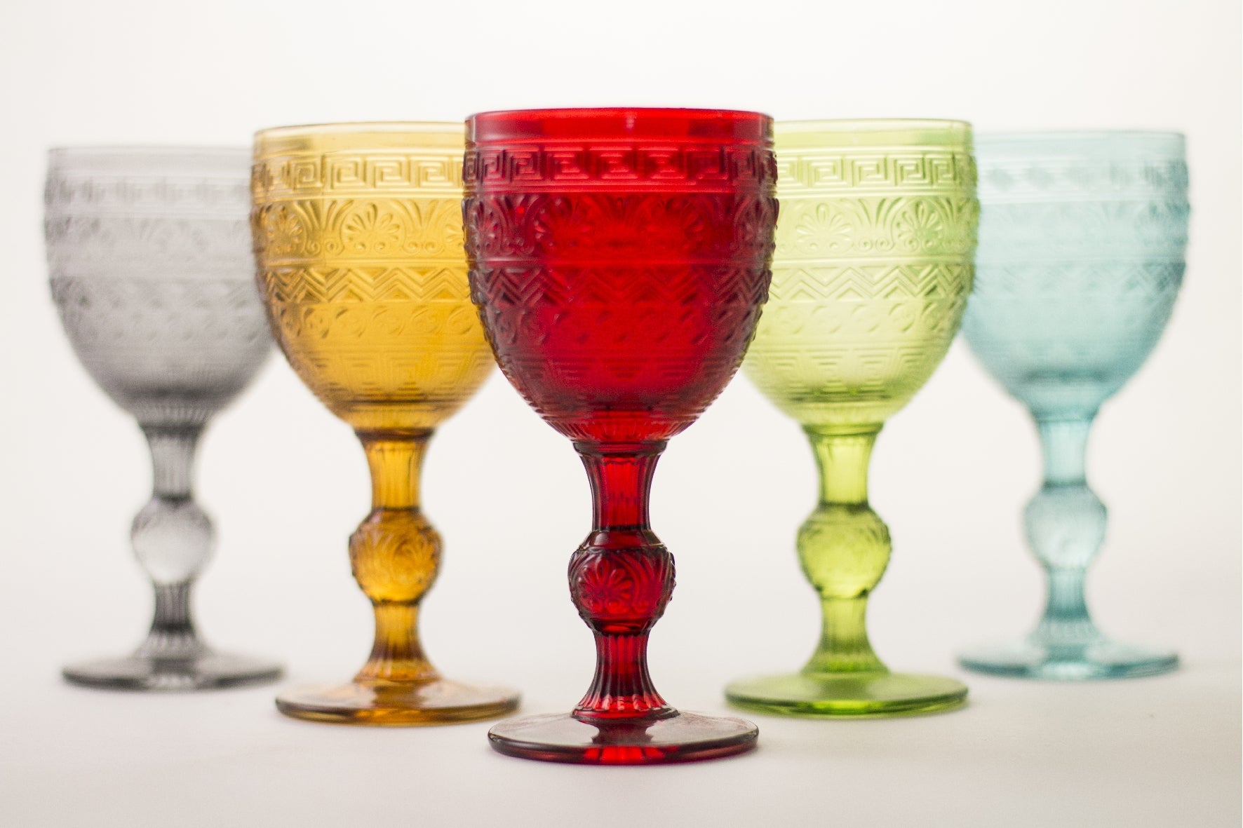 LAV - Set di 6 bicchieri in vetro in colori pastello, multicolore