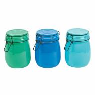 Barattoli in vetro colorato con chiusura ermetica set 3 barattoli 700 ml  Color