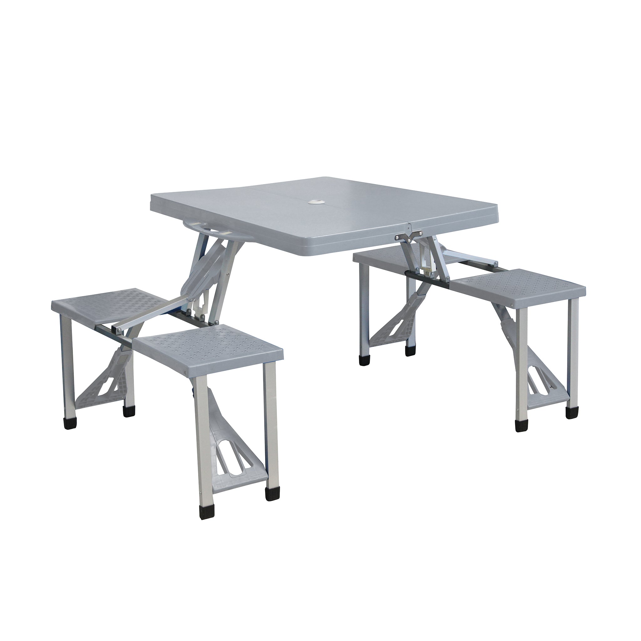 Set tavolo pieghevole da campeggio con 4 sgabelli in alluminio e plast –  Briconess Business Italia