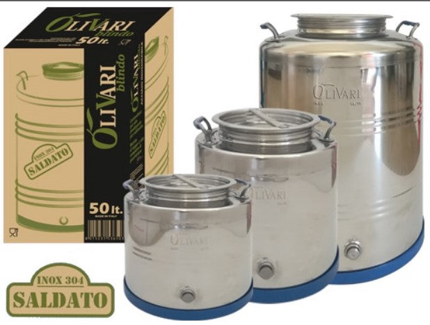 Contenitore fusto bidone in acciaio inox 15 litri per olio Olivari Bli –  Briconess Business Italia