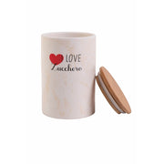 Barattolo grande da cucina 740 ml in dolomite con tappo ermetico in bamboo I Love