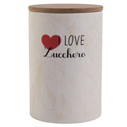 Barattolo grande da cucina 740 ml in dolomite con tappo ermetico in bamboo I Love