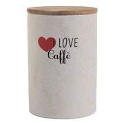 Barattolo grande da cucina 740 ml in dolomite con tappo ermetico in bamboo I Love