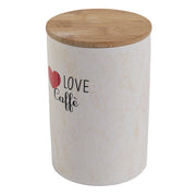 Barattolo grande da cucina 740 ml in dolomite con tappo ermetico in bamboo I Love