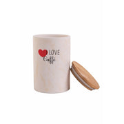 Barattolo grande da cucina 740 ml in dolomite con tappo ermetico in bamboo I Love