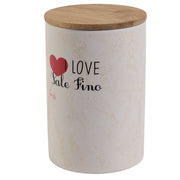 Barattolo grande da cucina 740 ml in dolomite con tappo ermetico in bamboo I Love