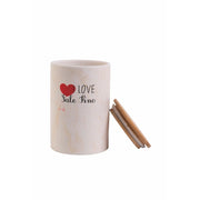 Barattolo grande da cucina 740 ml in dolomite con tappo ermetico in bamboo I Love