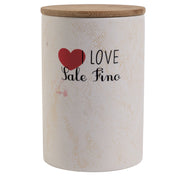 Barattolo grande da cucina 740 ml in dolomite con tappo ermetico in bamboo I Love