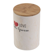 Barattolo grande da cucina 740 ml in dolomite con tappo ermetico in bamboo I Love