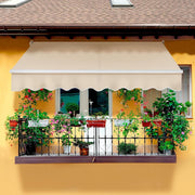 Tenda da sole per balcone verde a righe con struttura in alluminio con kit per il montaggio Sonny