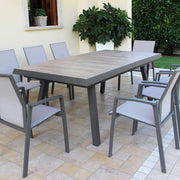 Tavolo allungabile da esterno giardino in alluminio con piano in gres effetto legno 205/265 cm Lincoln