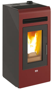 Stufa a Pellet riscaldamento con struttura in acciaio 11,1 kW Queen Plus He 12 Bordeaux