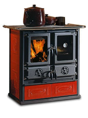 Cucina Stufa a legna con rivestimento in maiolica 7,2 kW Rosetta Liberty bordeaux