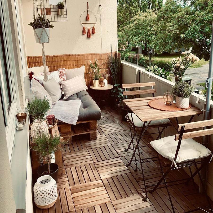 Set tavolino con 2 sedie in acciaio e legno da balcone giardino Bistro –  Briconess Business Italia
