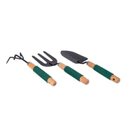 Kit da giardiniere 3 pezzi rastrello paletta e forca con manico in legno Pollice Verde