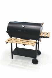 BBQ Barbecue rettangolare con ruote e coperchio 2 ripiani in legno struttura in metallo BestBQ