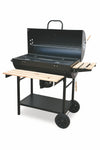 BBQ Barbecue rettangolare con ruote e coperchio 2 ripiani in legno struttura in metallo BestBQ