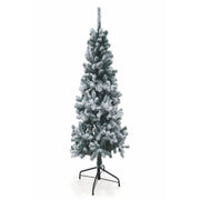 Albero di natale abete verde slim innevato con struttura ad incastro h180 cm Sestriere Superior Slim