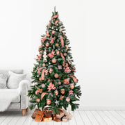 Albero di natale abete verde con pigne e punte argentate struttura ad incastro da terra h225 cm Stoccolma Superior