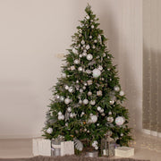 Albero di natale abete folto verde in PVC con struttura ad incastro e base in metallo Courmayeur Superior