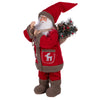 Babbo Natale con vestiti in tessuto e pellicciotto con sacco con12 led altezza 62 cm XMas