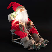 Babbo Natale decorativo 12 led con slitta in legno XMas