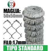 Rete per recinzioni animali zincata con maglia 50x50 sciolta romboidale Rotolo 25mt. filo Ø1,8