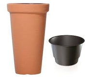 Vaso Kono effetto finta pietra colori nero e terracotta DPC Prosperplast