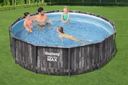 Piscina con struttura rotonda effetto legno Steel Pro MAX 366x100 cm Bestway 5614X