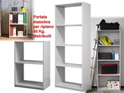 Scaffale libreria modulare con ripiani in PVC bianco da interno ed esterno Dolly