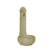 Fontana da giardino a colonna h96 cm con vasca in cemento bianco Decogarden Glauco