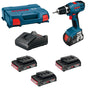 Trapano Avvitatore a batteria 18V + 3 batterie BOSCH Professional GSR18-2-LI