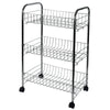 Carrello da cucina portafrutta salvaspazio in acciaio cromato con ruote 3 ripiani cm 40x26x62 h