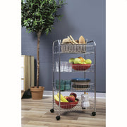 Carrello da cucina portafrutta salvaspazio in acciaio cromato con ruote 4 ripiani cm 41x26,5x75 h