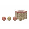 Set 14 palle di Natale in polyfoam con decoro rosso e verde diametro 7,5 cm