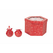 Scatola box 14 palle di Natale con decoro rosso diametro 7,5 cm Santa's House