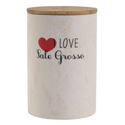 Barattolo grande da cucina 740 ml in dolomite con tappo ermetico in bamboo I Love