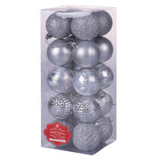 Confezione di 20 palline natalizie assortite diametro 6 cm lucide satinate e glitterate set 20 palline Santa's House