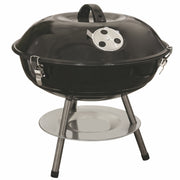 BBQ Mini Barbecue tondo con coperchio struttura in metallo griglie cromate ripiano inferiore