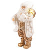 Statuina decorativa Babbo Natale 15 led bianco e oro con sacco doni in stoffa h80 cm XMas