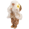 Statuina decorativa Babbo Natale bianco e oro 9 led con cappotto in stoffa h46 cm XMas