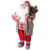 Babbo Natale con cappotto in tessuto e sacco con15 led altezza 80 cm XMas