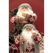 Babbo Natale con cappotto in tessuto e sacco con15 led altezza 80 cm XMas