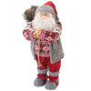 Babbo Natale con vestiti in tessuto e sacco con12 led altezza 62 cm XMas