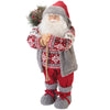 Statuina Babbo Natale 9 led decorativo con cappotto in stoffa h46 cm XMas