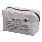 Pochette borsellino astuccio portatile da viaggio in poliestere e cotone decorato con scritta "Indispensabile" Victionary