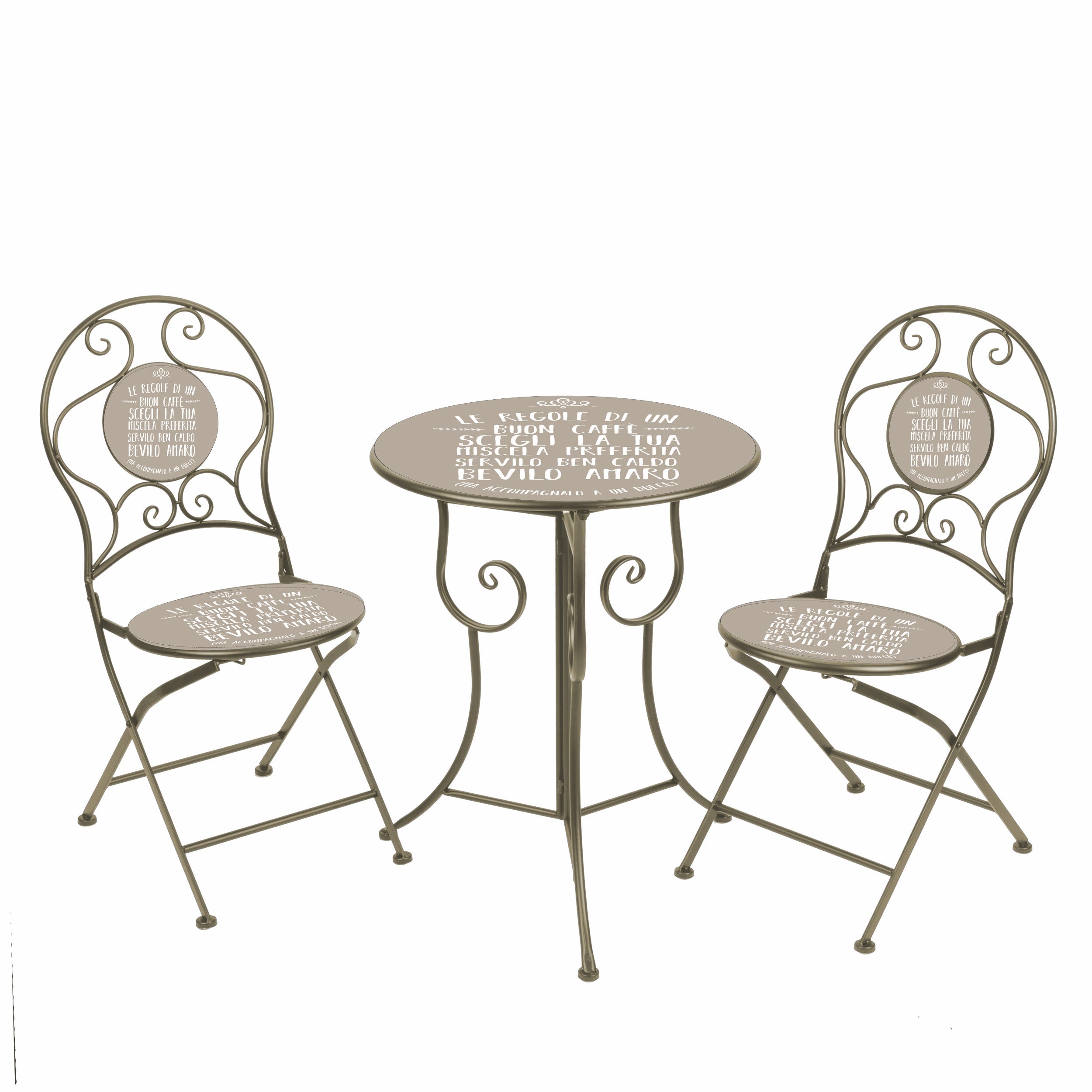 Set tavolo e sedie da esterno in ferro con sedie pieghevoli Coffee
