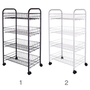 Carrello scaffale 41x26,5x75 cm in metallo da cucina con 4 ripiani e ruote