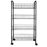 Carrello scaffale 41x26,5x75 cm in metallo da cucina con 4 ripiani e ruote